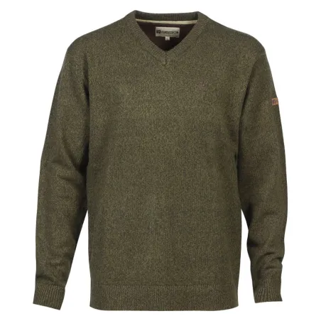 Pull col V kaki - Confort & résistance pour éleveurs et outdoor