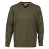 Pull col V kaki - Confort & résistance pour éleveurs et outdoor