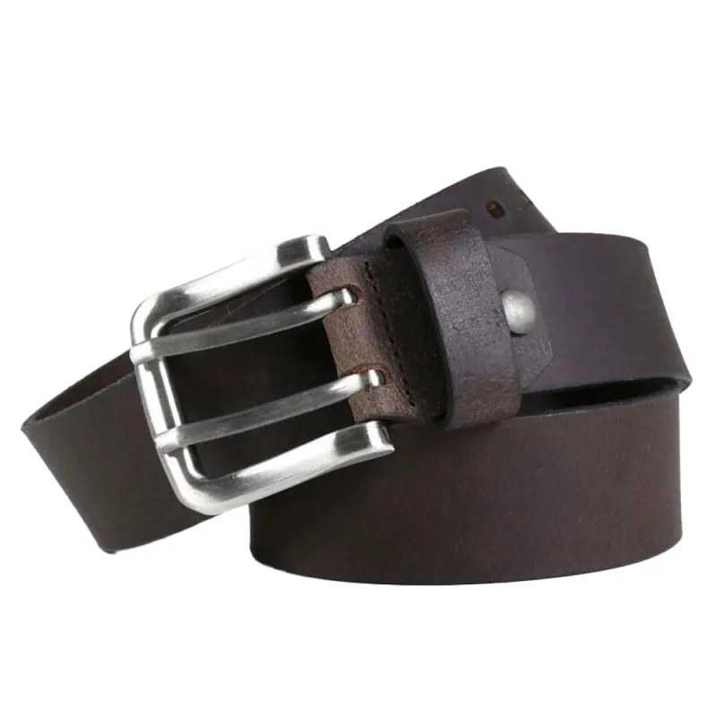 Ceinturon cuir marron 130 cm à double ardillon robuste