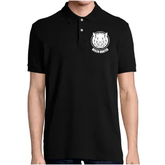 Polo Hunter noir coton manches courtes logo 3