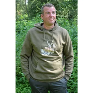 Sweat capuche kaki Bartavel® scène grands animaux