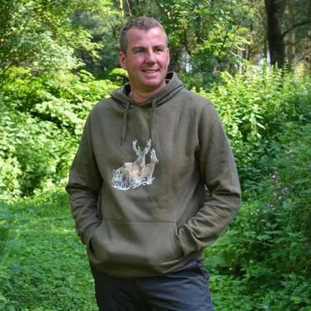 Sweat capuche kaki Bartavel® scène grands animaux