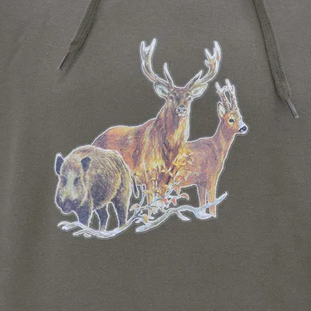 Sweat capuche kaki Bartavel® scène grands animaux