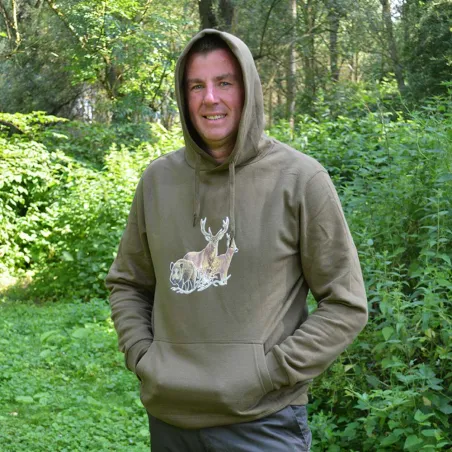 Sweat capuche kaki Bartavel® scène grands animaux