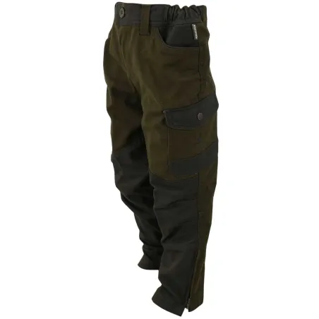 Fuseau chasse enfant kaki en polyester et coton