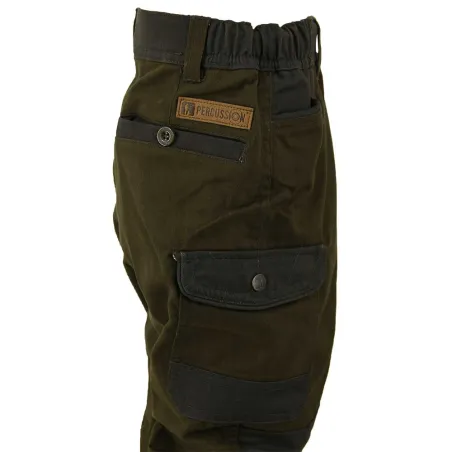 Fuseau chasse enfant kaki en polyester et coton