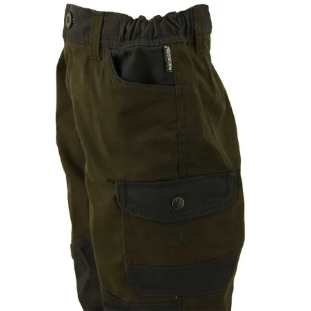 Fuseau chasse enfant kaki en polyester et coton