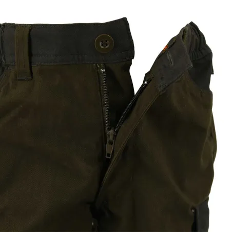 Fuseau chasse enfant kaki en polyester et coton