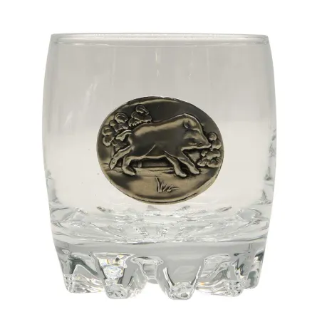 Lot de 6 verres à whisky 30 cl motif gibier en étain