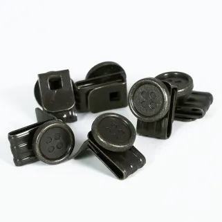 6 boutons clips métal noir pour bretelles à pattes