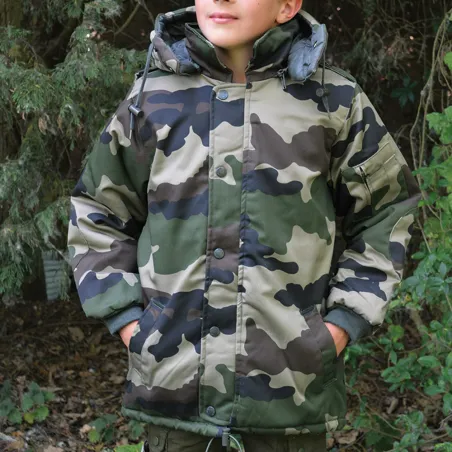 Parka enfant matelassée camo 6-16 ans 4 poches déperlante