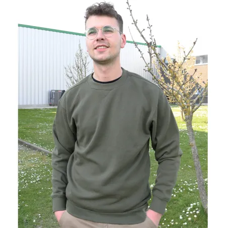 Sweat col rond kaki - Confort et polyvalence