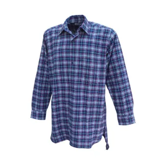 Chemise homme longue en flanelle bleue - Confort & style