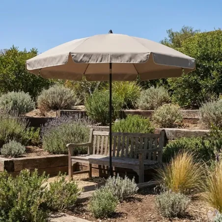 Parasol inclinable Ø2m taupe - Toile UPF30+ - Jardin/terrasse