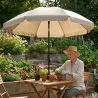 Parasol inclinable Ø2m taupe - Toile UPF30+ - Jardin/terrasse