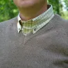 Pull col V marron en laine mélangée - Confort & style