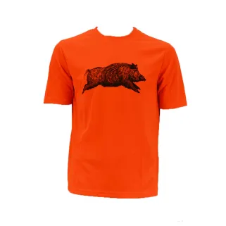 T-shirt chasse orange motif sanglier - Treeland
