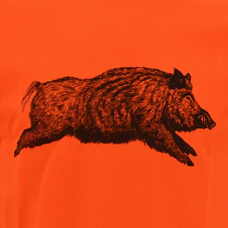 T-shirt chasse orange motif sanglier - Treeland