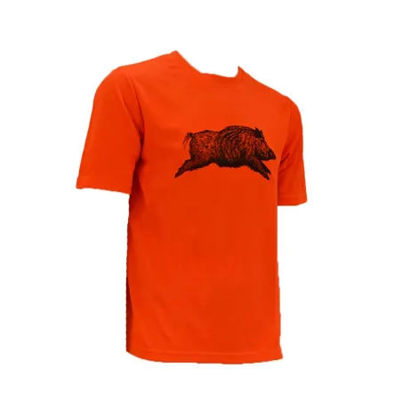 T-shirt chasse orange motif sanglier - Treeland