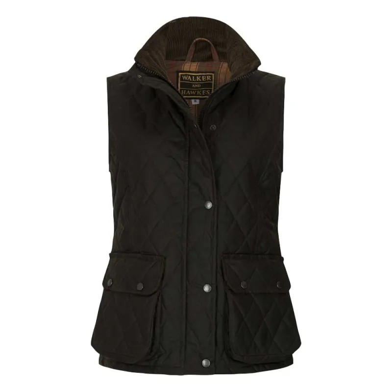 Gilet Haxby Walker & Hawkes vert coton ciré femme