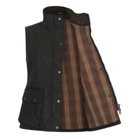 Gilet Haxby Walker & Hawkes vert coton ciré femme