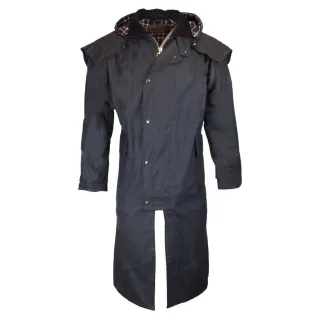Manteau long Waxstock navy Walker & Hawkes M à 3XL