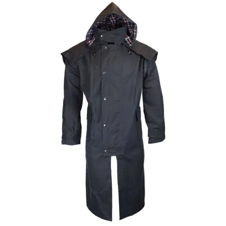 Manteau long Waxstock navy Walker & Hawkes M à 3XL