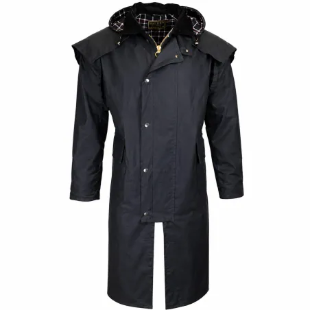 Manteau long Waxstock navy Walker & Hawkes M à 3XL