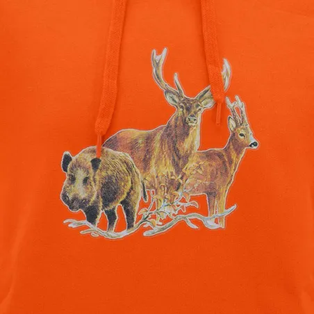 Sweat capuche Bartavel® grands animaux orange