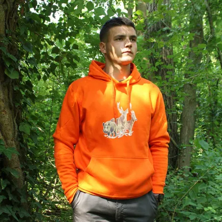 Sweat capuche Bartavel® grands animaux orange
