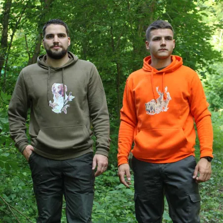 Sweat capuche Bartavel® grands animaux orange