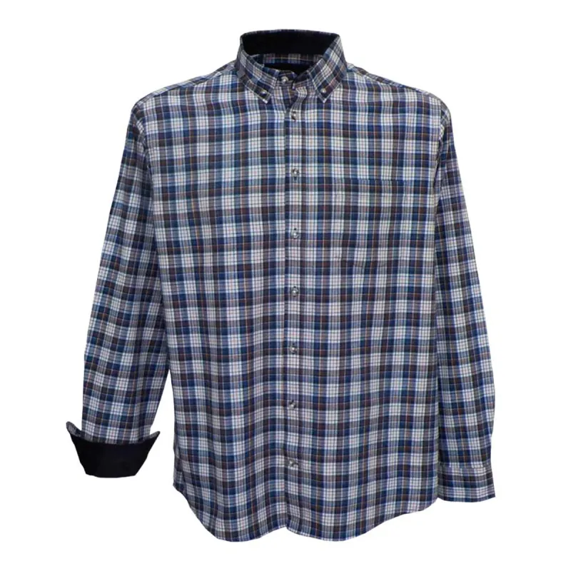 Chemise homme en flanelle à carreaux marron Aubépine