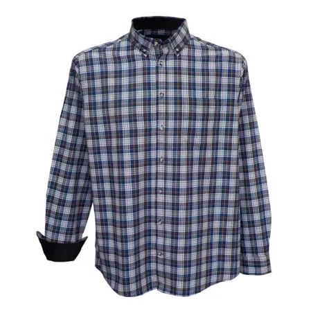Chemise homme en flanelle à carreaux marron Aubépine