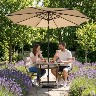Parasol rond Ø 2,70 m marron – Ombre et élégance pour jardin