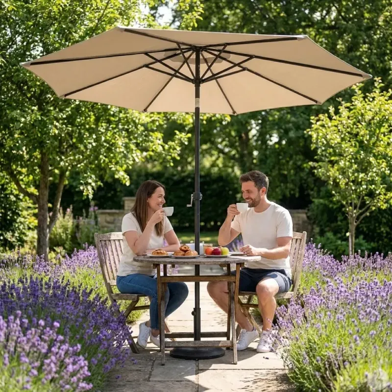 Parasol rond Ø 2,70 m marron – Ombre et élégance pour jardin