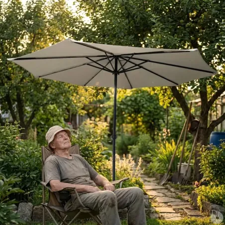 Parasol rond Ø 2,70 m marron – Ombre et élégance pour jardin
