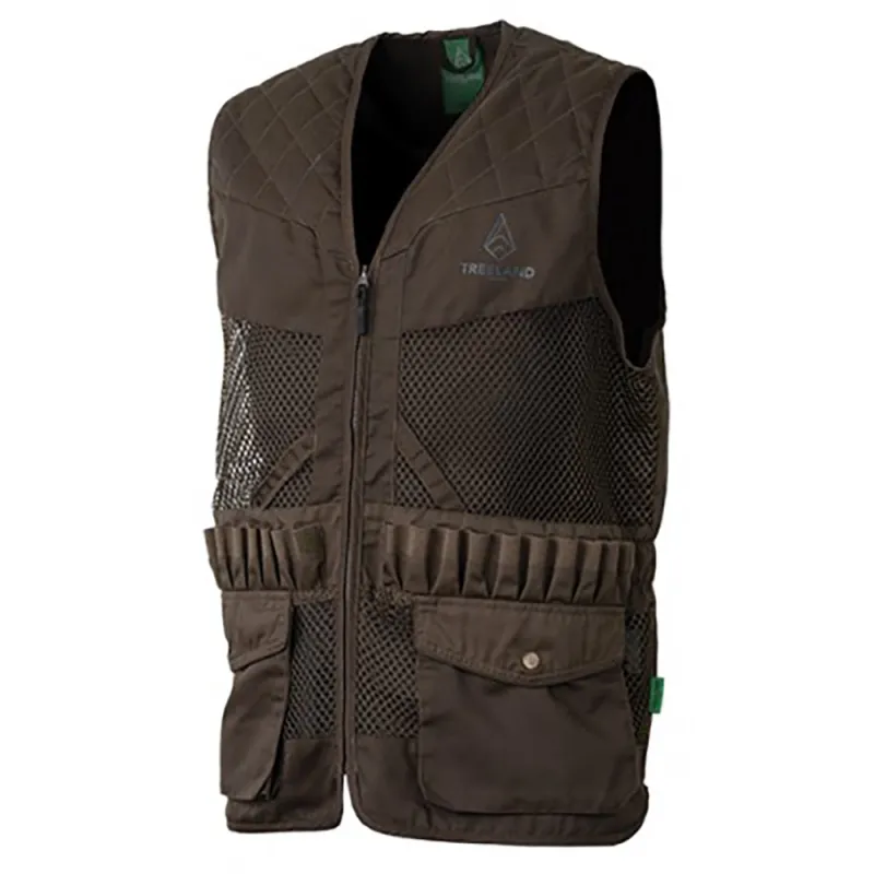 Gilet de chasse Treeland marron 20 cartouchières déperlant