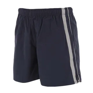 Short flottant marine-gris en coton 3 poches taille ajustable