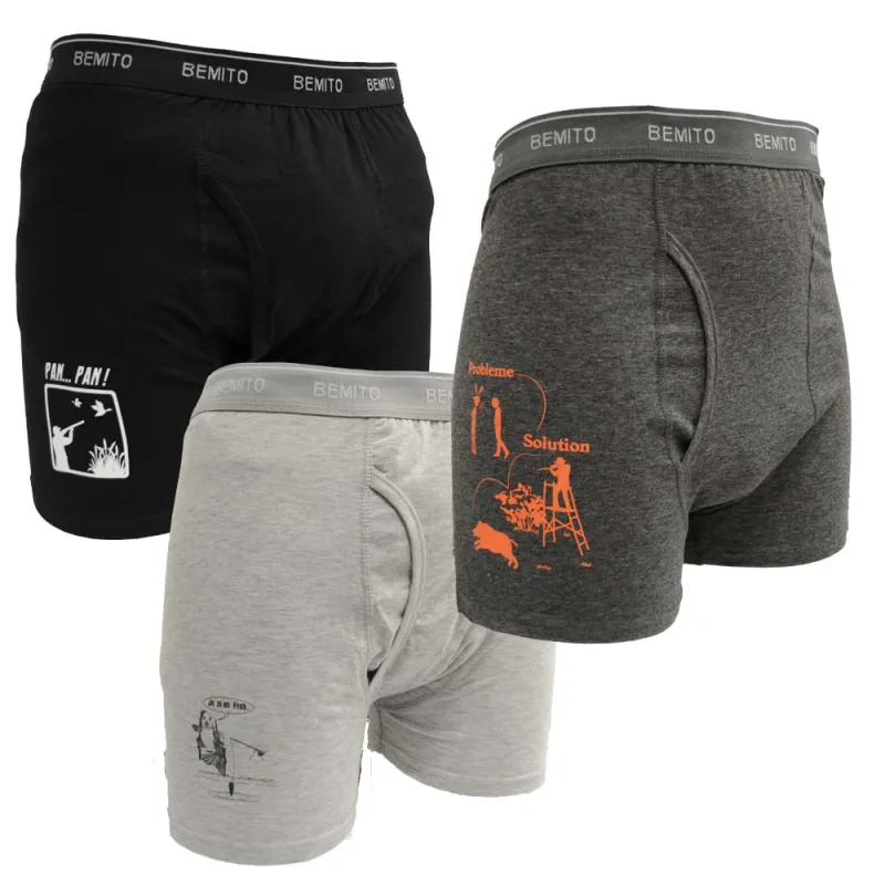 Lot 3 boxers humour coton élastique M à 3XL - Cadeau chasseur