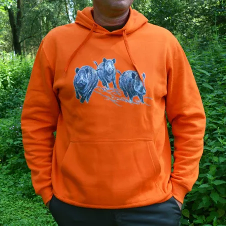 Sweat capuche Bartavel® orange sangliers M à 3XL
