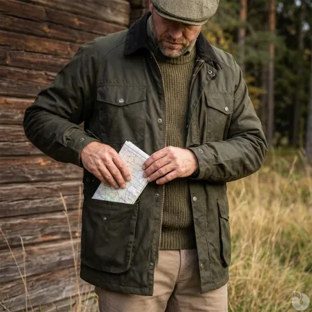 Veste cirée 1919 thermique coton vert kaki S à 3XL