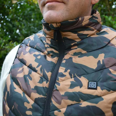 Gilet chauffant camo CE - M à 3XL pour extérieur