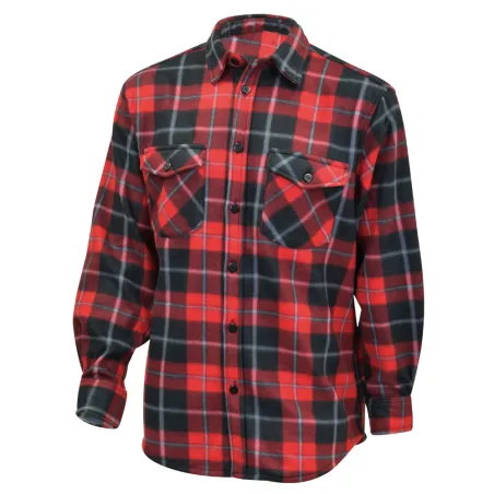 Chemise polaire homme à carreaux rouge 50-60°C