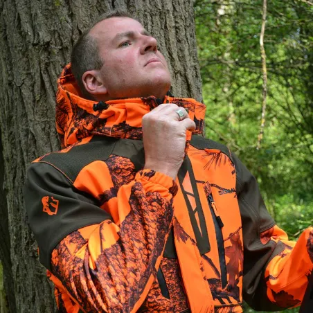 Veste chasse softshell SL TEX orange camo S-3XL