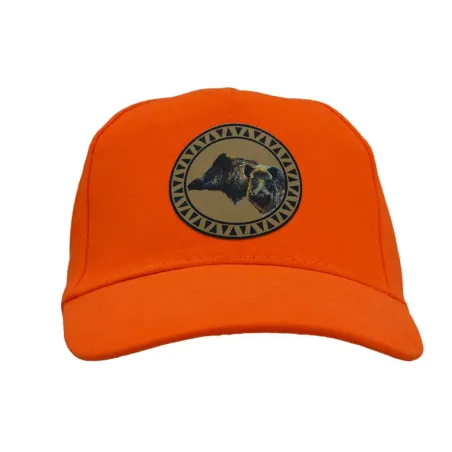 Casquette chasse sanglier coton orange réglable