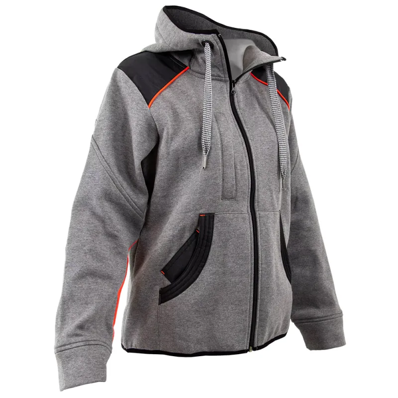Blouson femme molletonné gris capuche 2 poches XS-2XL