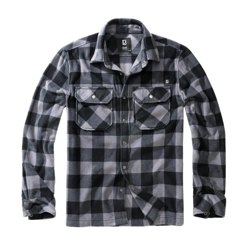Chemise polaire homme Jeff Brandit® - Gris/noir manches longues