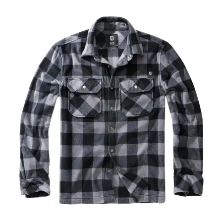 Chemise polaire homme Jeff Brandit® - Gris/noir manches longues