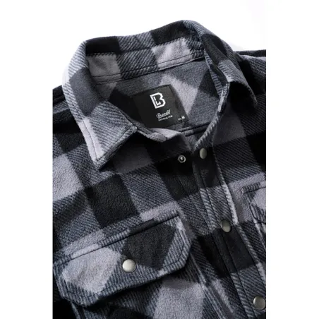 Chemise polaire homme Jeff Brandit® - Gris/noir manches longues