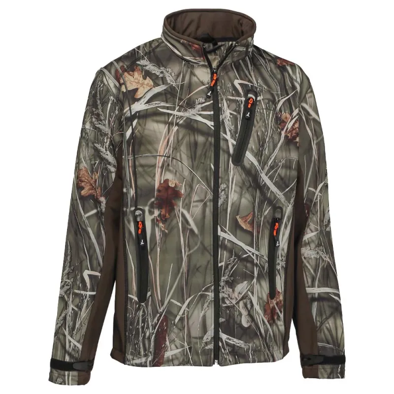Blouson chasse softshell camo kaki 4 poches S-3XL